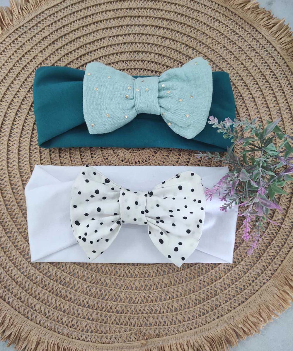 kordeles-mallion-set-2-dots.jpg Gold Dots Aqua & Galaxy Ecru - Σετ 2 τεμ. - Image 1